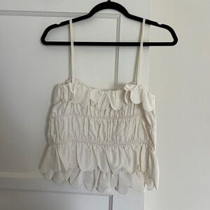 Loeffler Randall Scallop Ivory Tank Top